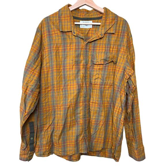 REI Cooperative 100% Cotton Size XL Plaid Button Down Orange Men's - Picture 1 of 7